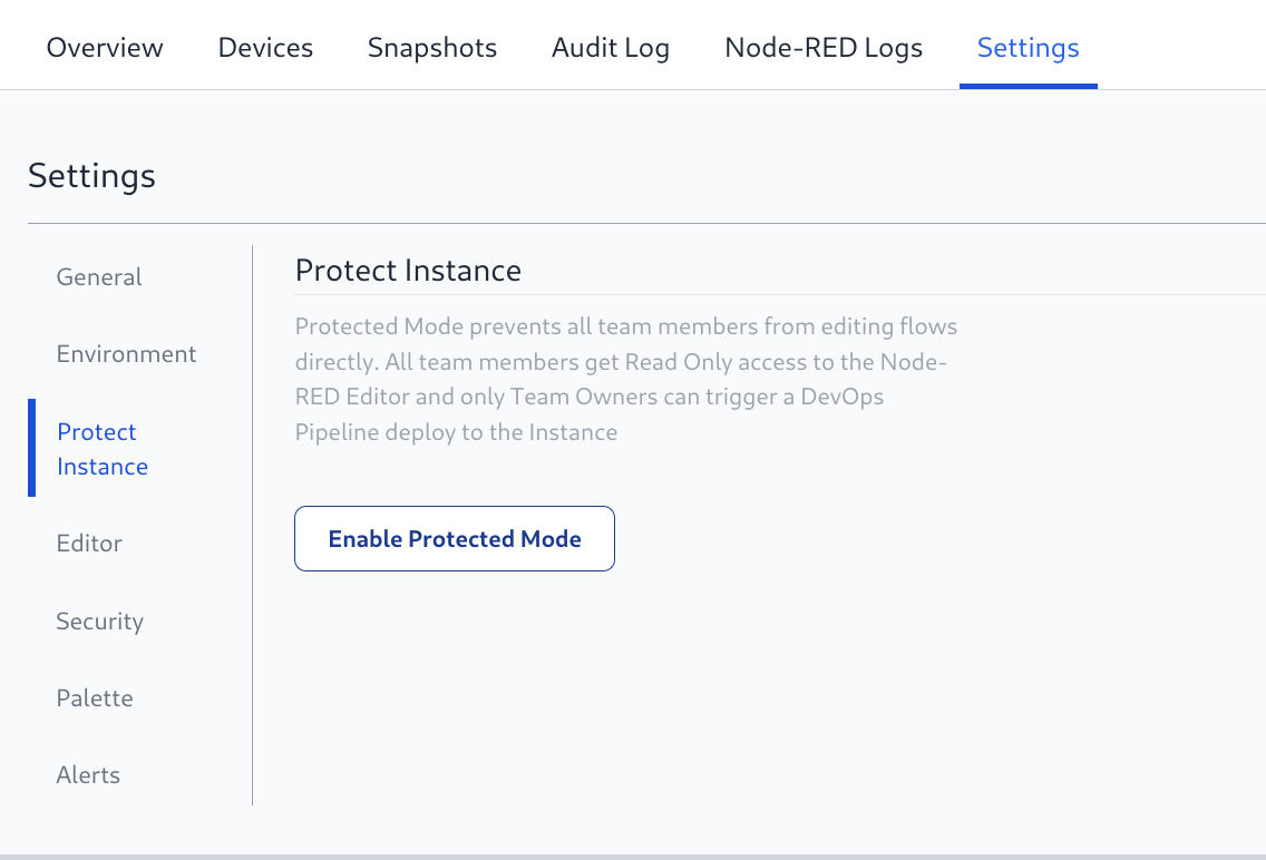 The Protect Instance setting under Instance Settings